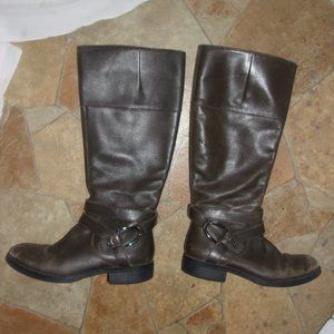 leather womans size 6 brown colored boots shoes tall six